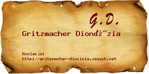 Gritzmacher Dionízia névjegykártya